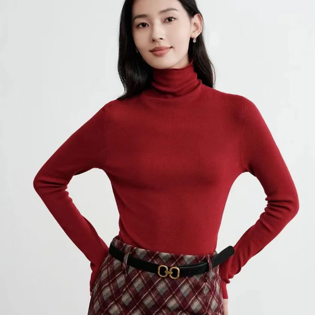 2025新款女装巴素兰羊毛高领修身内搭针织打底衫毛衣4126