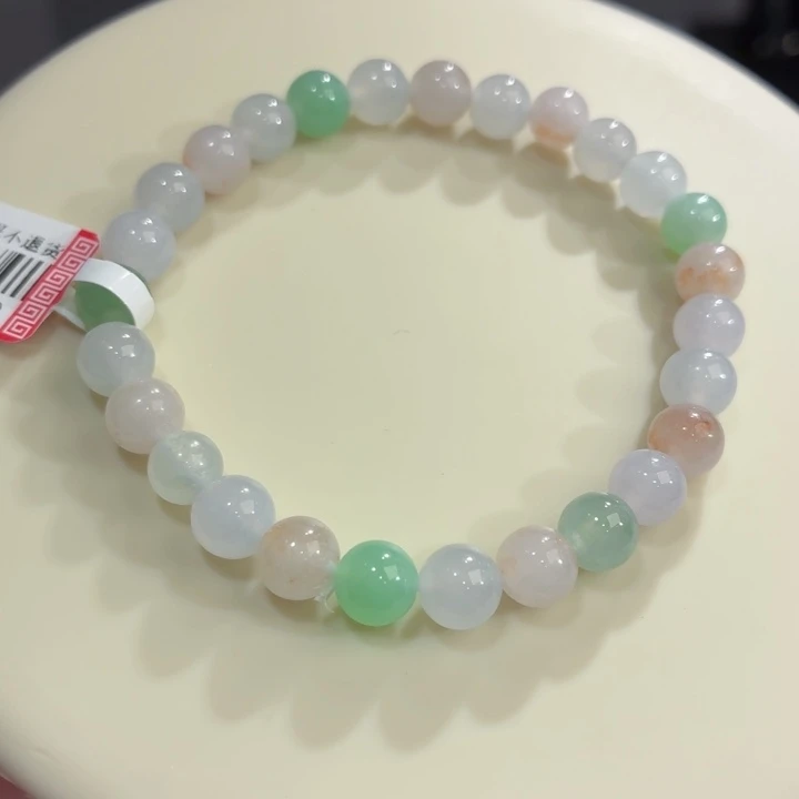 翡翠未镶嵌手链冰胶多宝卡6.8