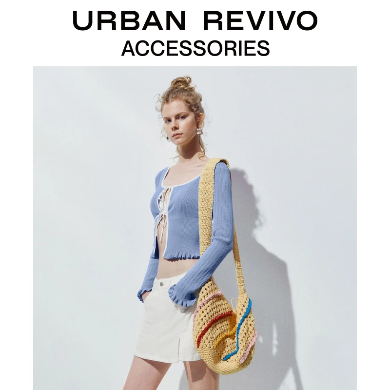 URBAN REVIVO2025秋季新款女士彩色编织肌理单肩包UAYB50063