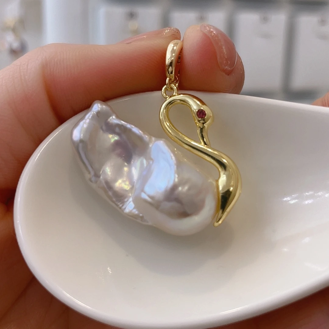 淡水珍珠天然珍珠巴洛克银S925镶嵌蕊****m