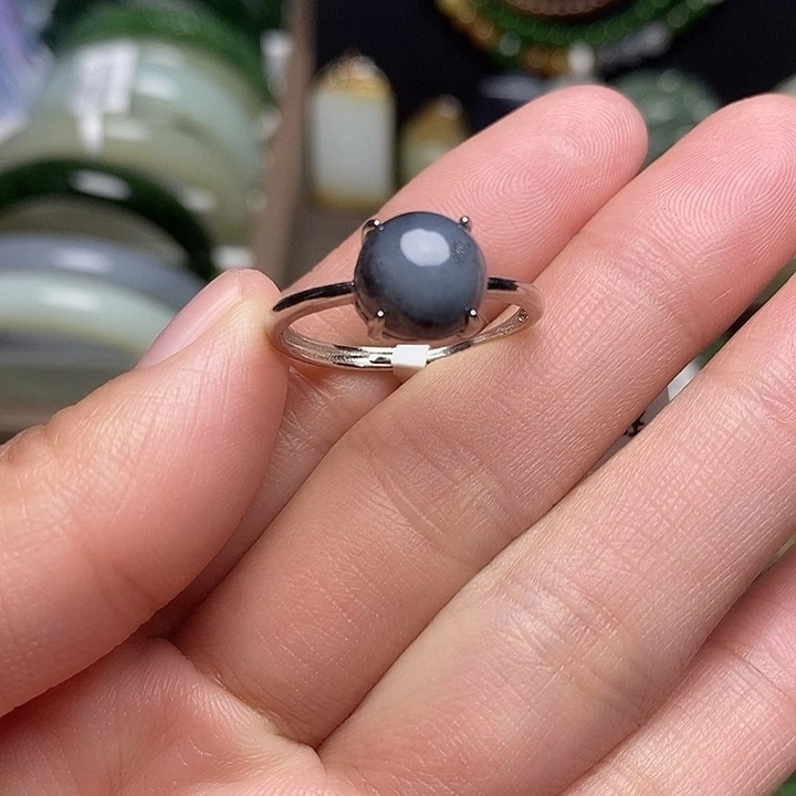 和田玉银S925镶嵌戒指