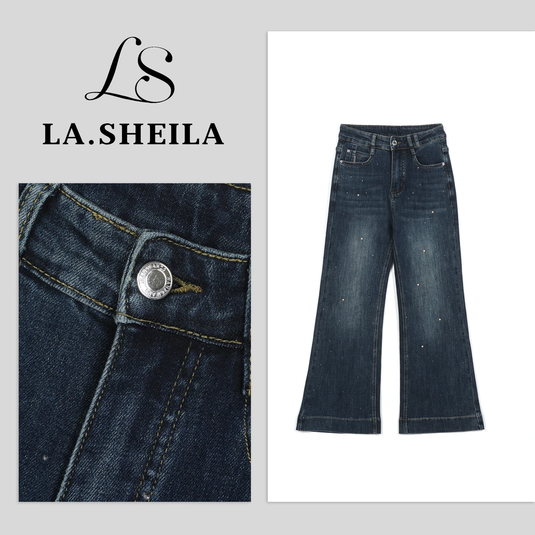 LA.Sheila “巴洛克”水钻遮肉微喇牛仔裤253-KZ/0814-9017