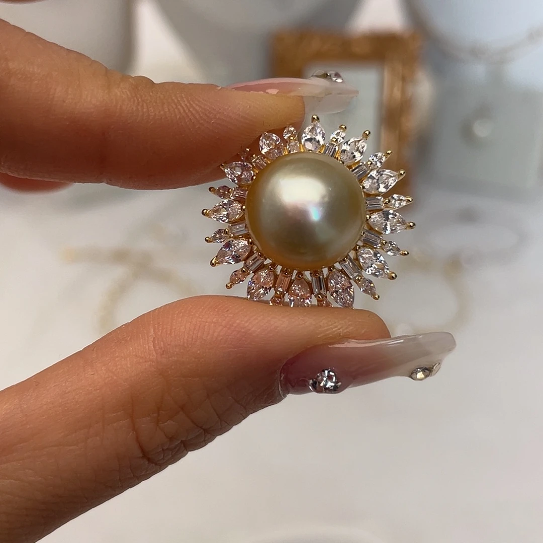 银S925镶嵌海水珍珠吊坠(不含链)