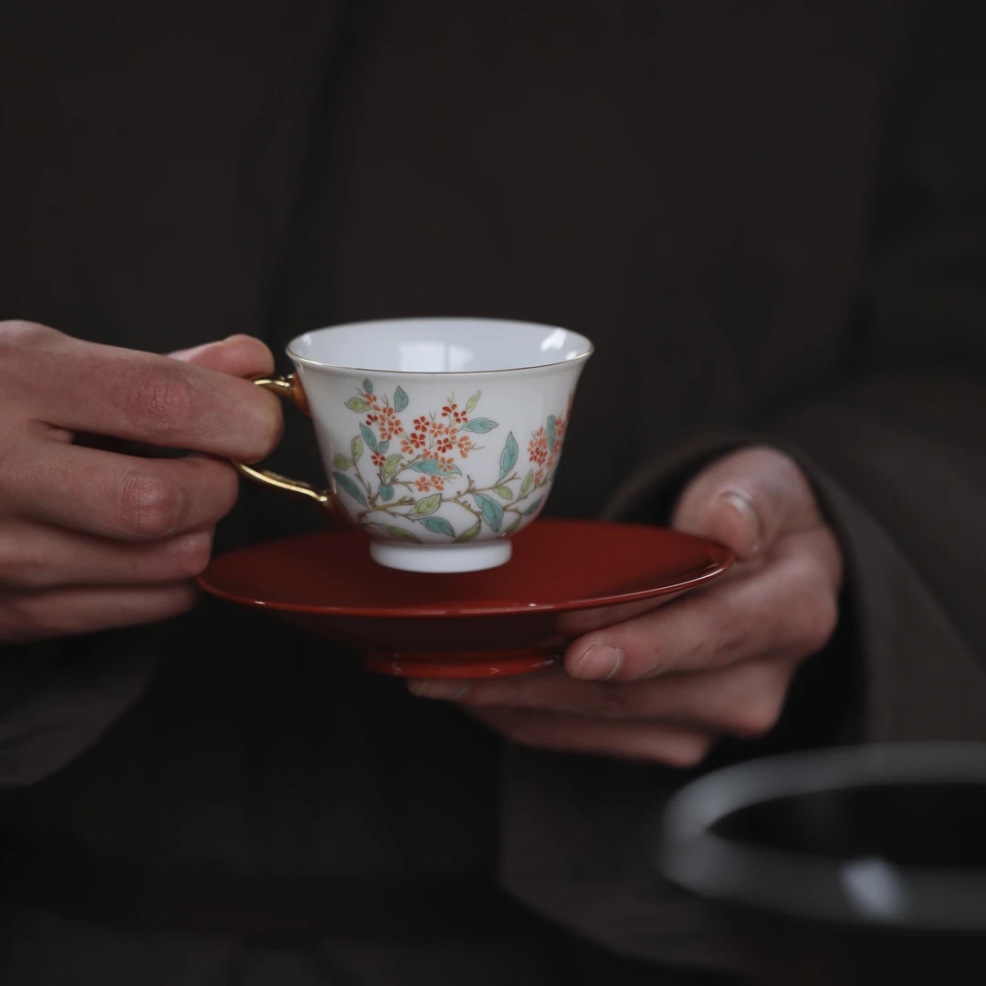 满庭芳·粉彩桂花咖啡杯（限）