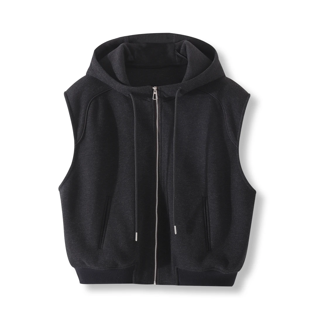 K-076 色织高支高密480g含羊毛叠穿连帽马甲