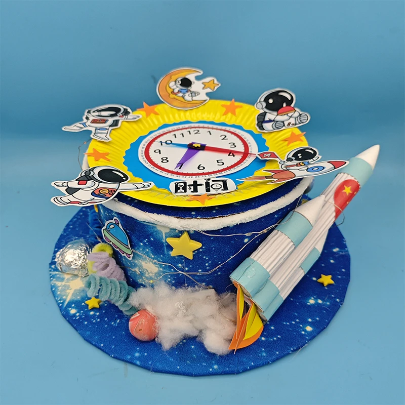 纸板创意美术手工帽子 变废为宝 环保彩色装扮数学帽子成品 数学