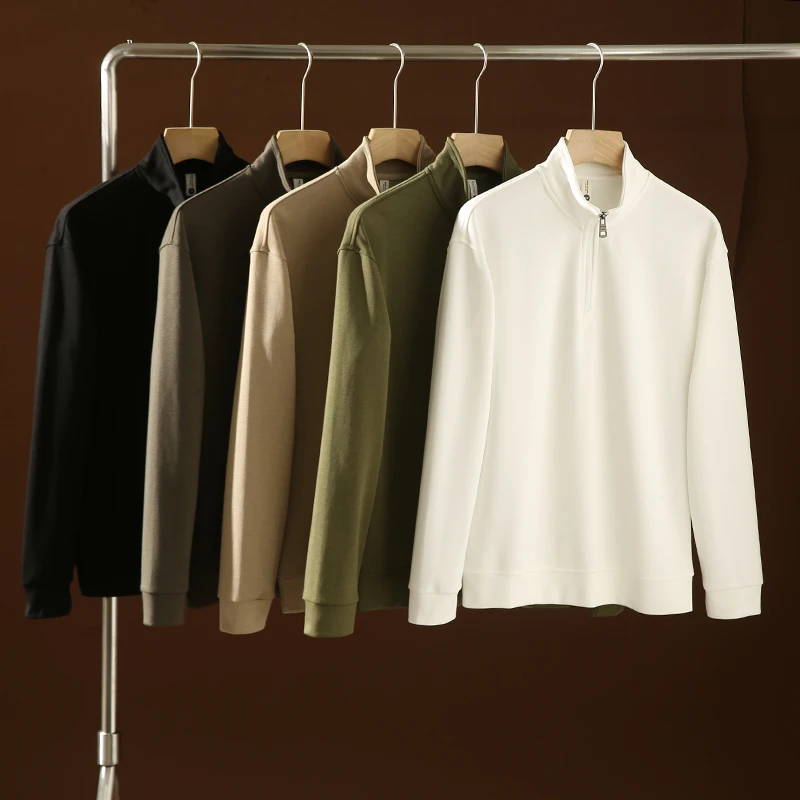 男女复古春款纯色立领半拉链长袖卫衣内搭时尚休闲百搭长袖户外