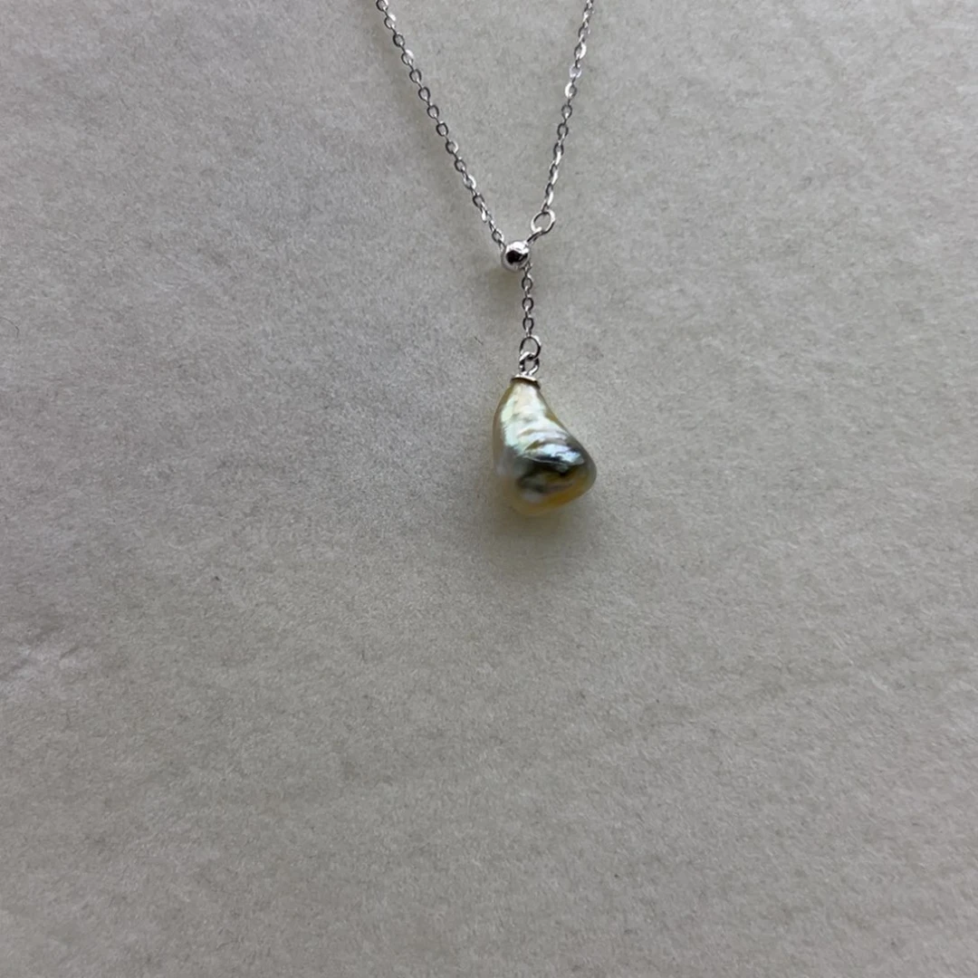 银S925镶嵌套链海水珍珠海水金珠keshi套链