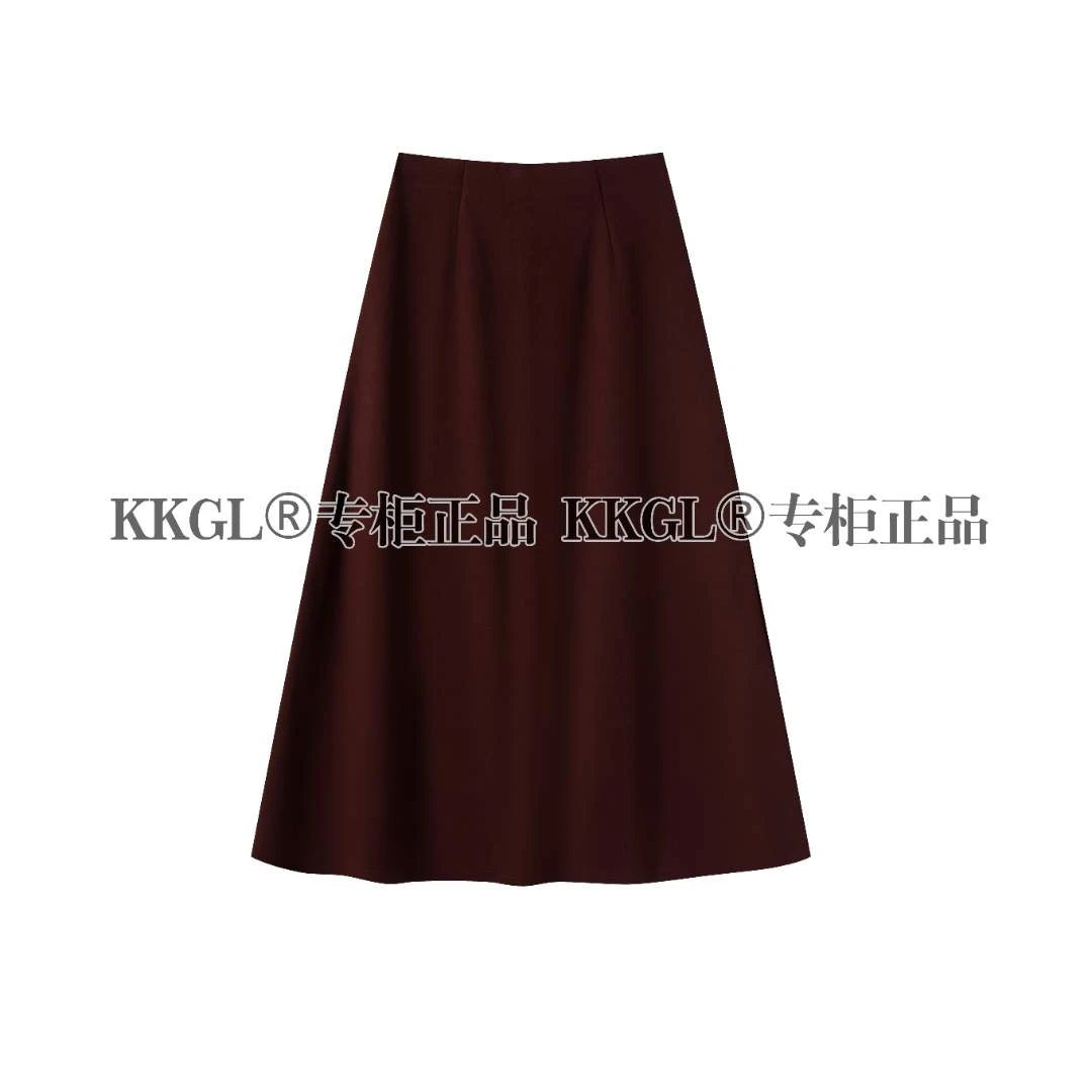 轻熟风A字半身裙秋冬季高腰中长款女裙休闲气质女装纯色显瘦K7333