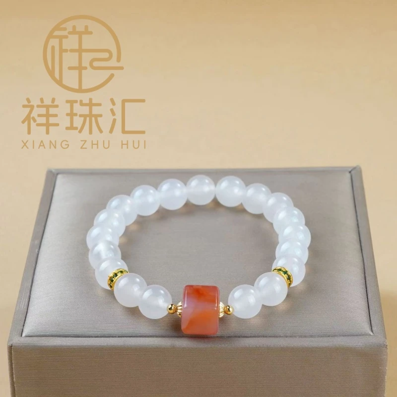 天然白玛瑙配盐源玛瑙方糖手链多样性发-SL654