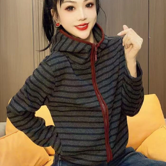 80456#洋气条纹外套