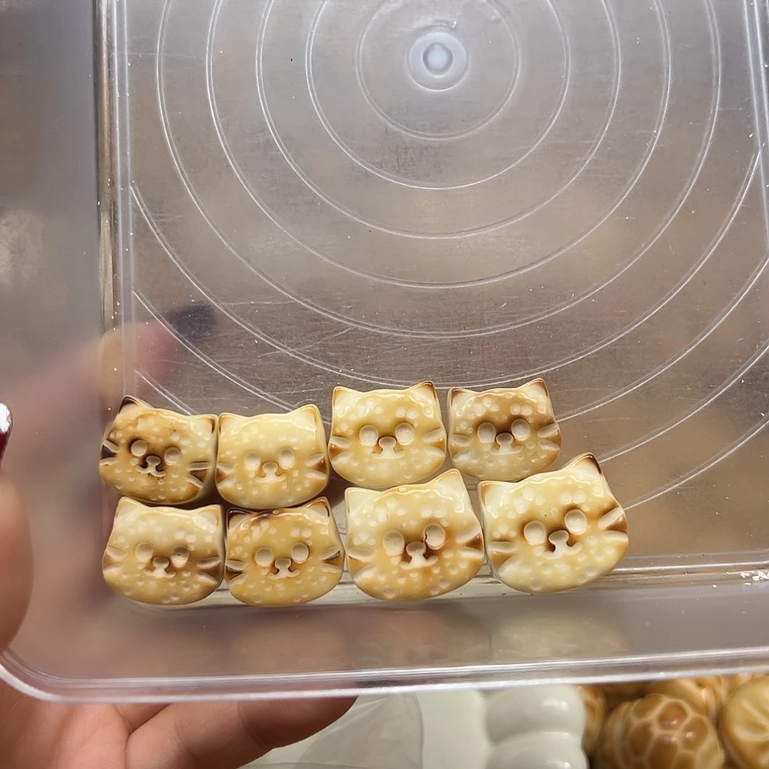 手串菩提根/象牙果瑕疵炭烤猫饼8颗有表面孔道有裂