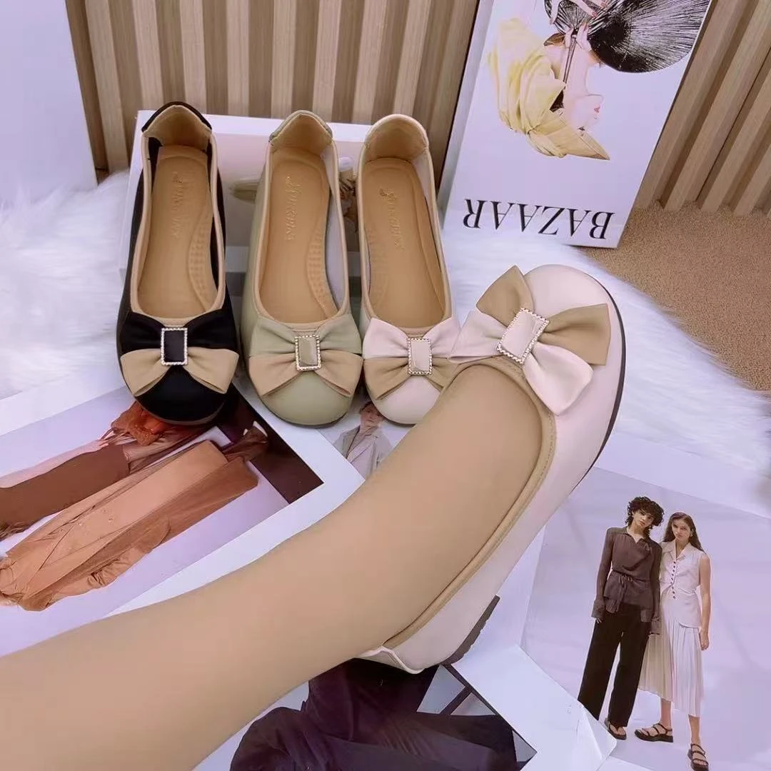 休闲百搭单鞋女2025网红新款浅口豆豆鞋妈妈鞋舒适轻便超软一脚蹬