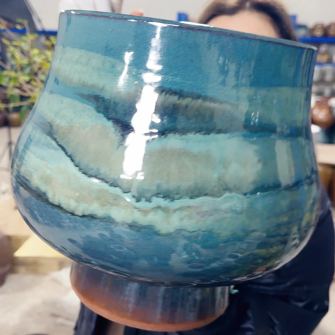 紫砂花盆高25口22