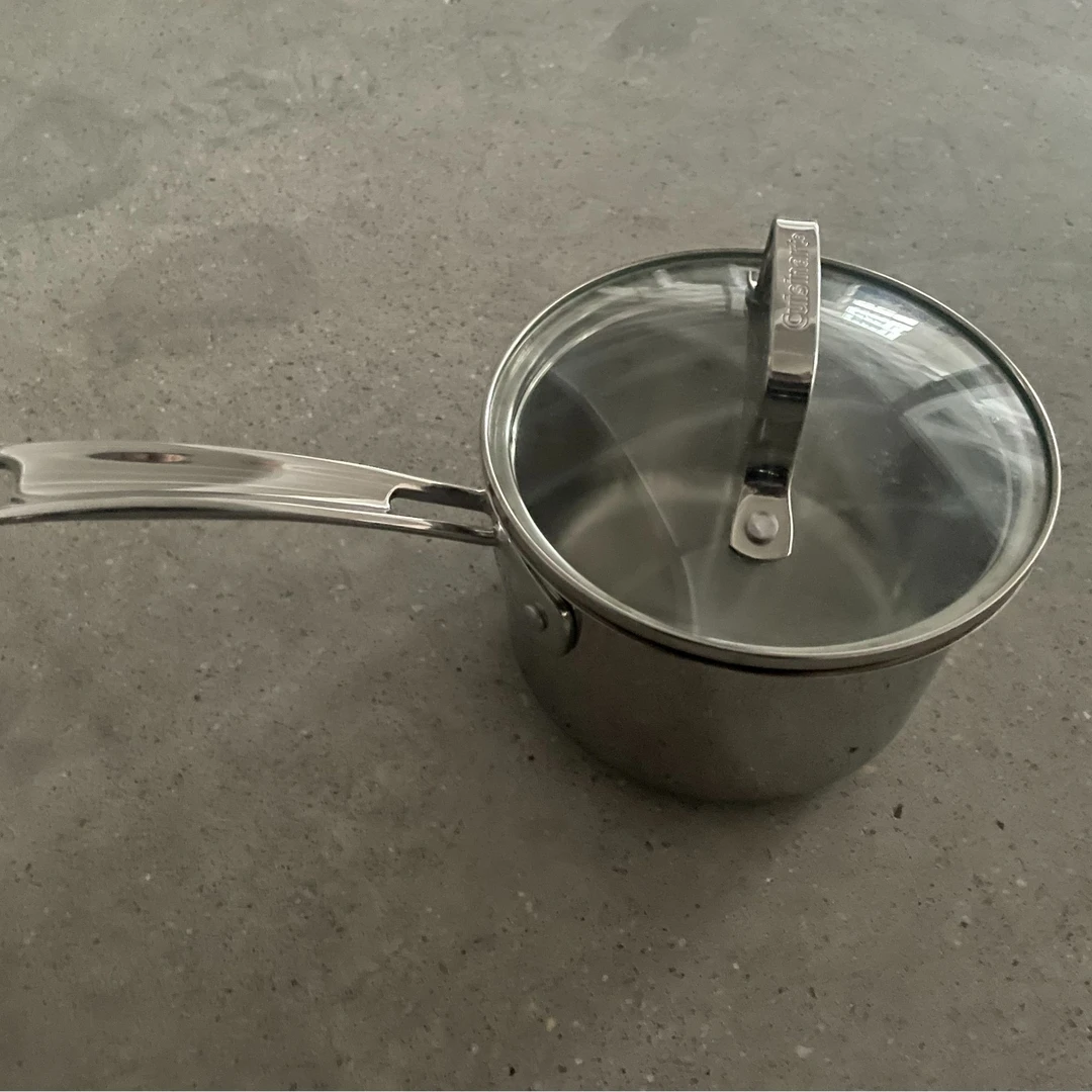 611【十妹专属】14cm 不锈钢奶锅+玻璃盖 库存No.0014