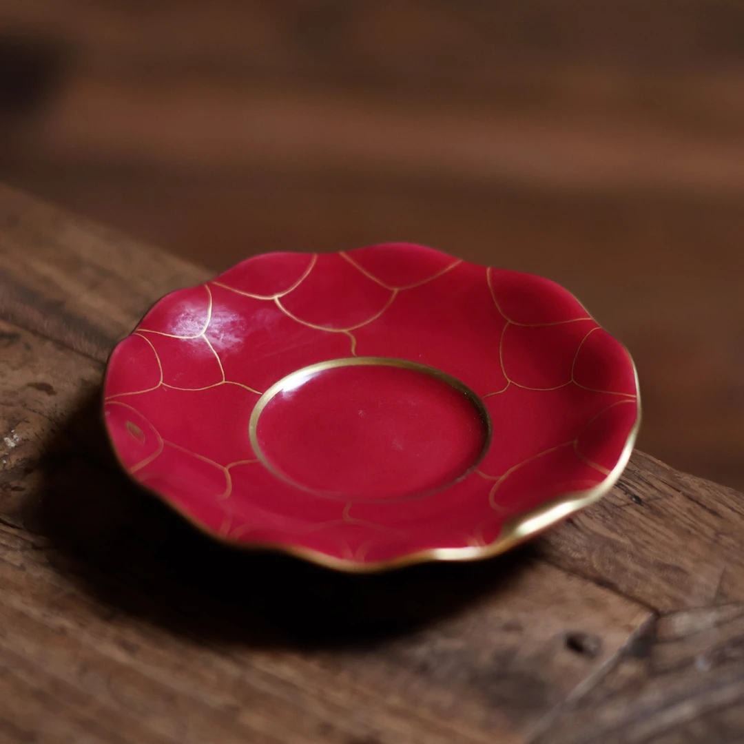 【陶珊居】玫瑰红-华隐堂-荷叶杯垫（华隐S0722）