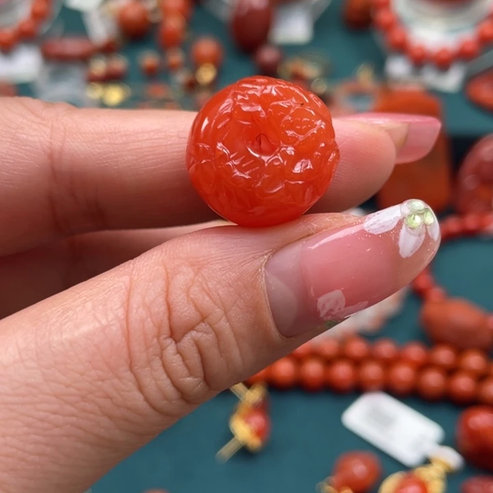 未镶嵌保山南红花开富贵平安扣南红玛瑙