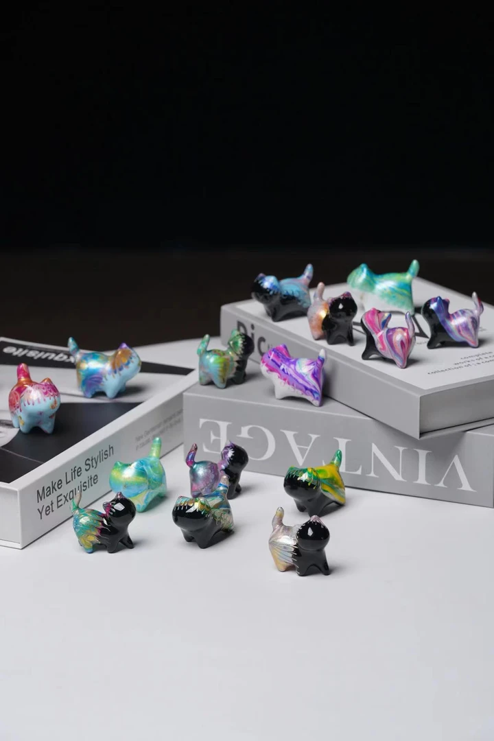 [高品质]漂漆刘海猫手工桌面摆件休闲小奶猫傲娇小摆件送礼创意