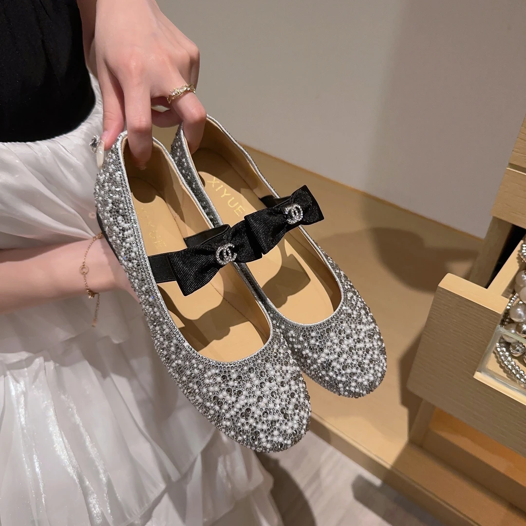 2025春夏新款平底玛丽珍鞋复古黑白小香风甜美百搭小单鞋欧诺风