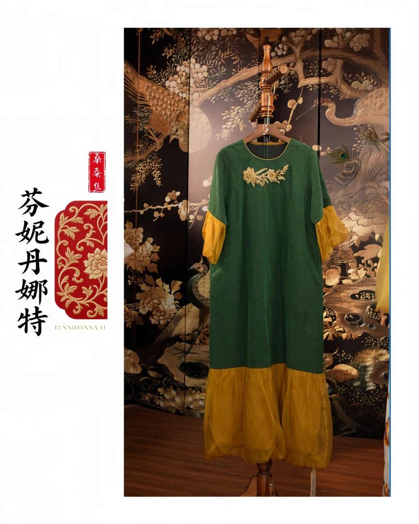 何日君再来连衣裙慵懒风宽松中长款时尚复古新中式