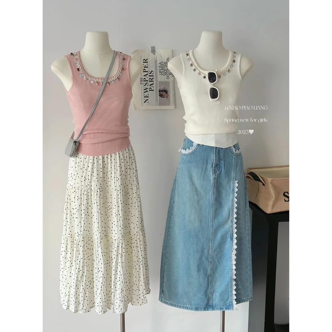 韩版夏季小个子时尚轻奢气质通勤百搭U领显瘦无袖背心1307#0.1