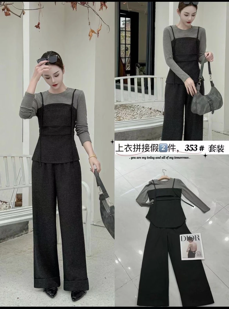 邹先森353-29杭州品牌春季新款时尚百搭显瘦气质拼接两件套减龄