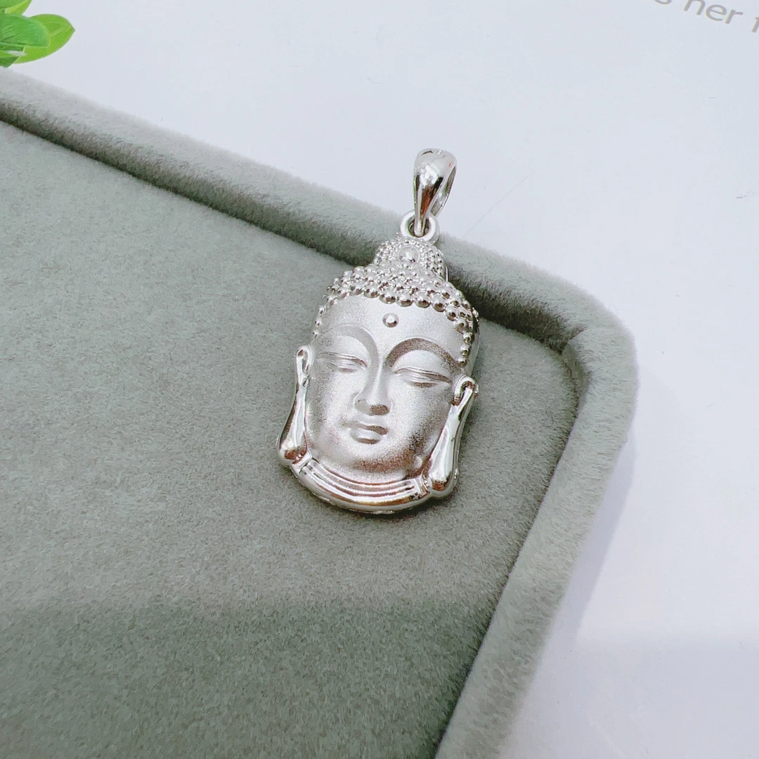吊坠足银 足银精工如来佛头吊坠D145
