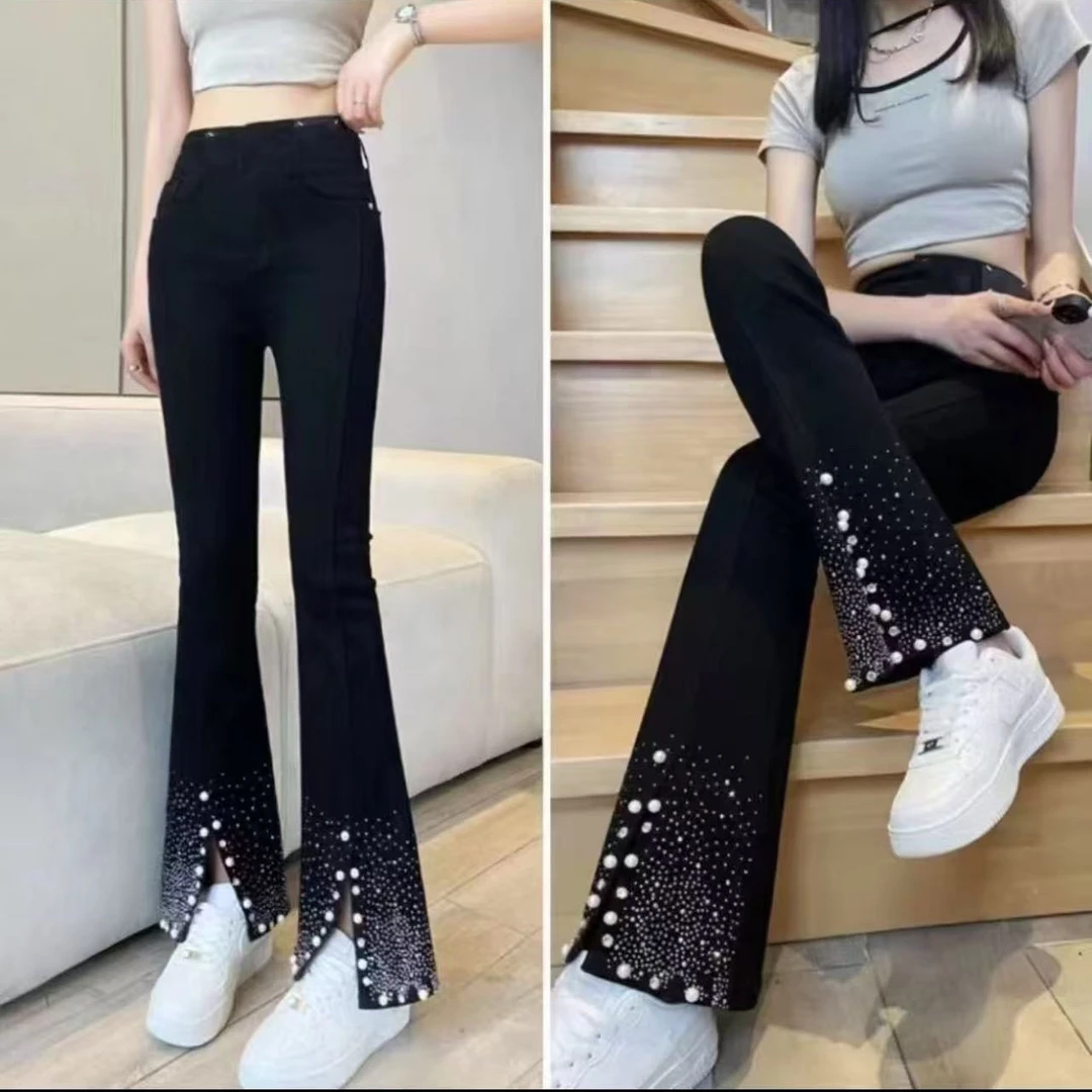 8109-2025年春季新款时尚气质显瘦洋气百搭微喇裤子