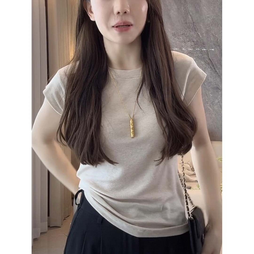 NE2025夏款老钱风小飞袖时尚T恤1166