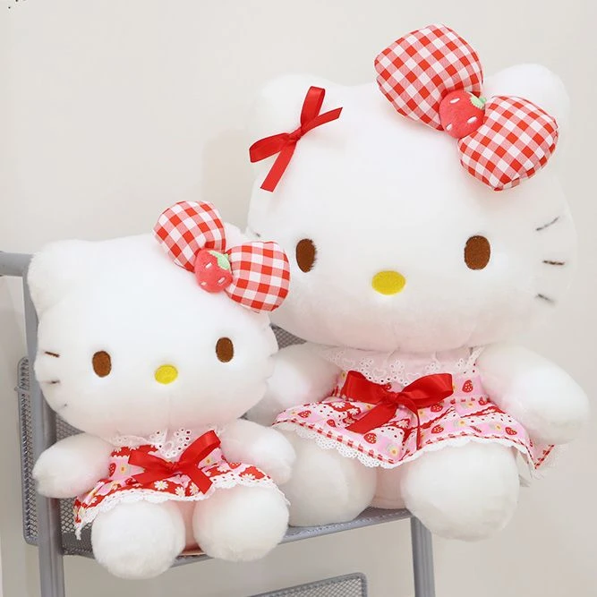 可爱新款草莓卡通公仔KT猫玩具毛绒玩偶女孩礼物Kitty凯蒂猫