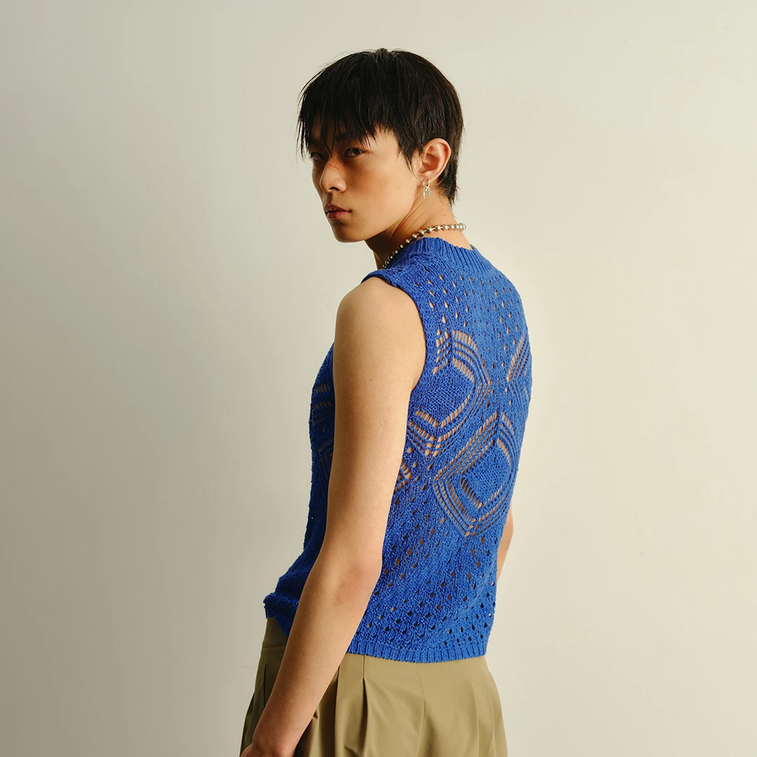 KADAKADA原创小众设计几何镂空修身时装千禧复古辣弟针织背心