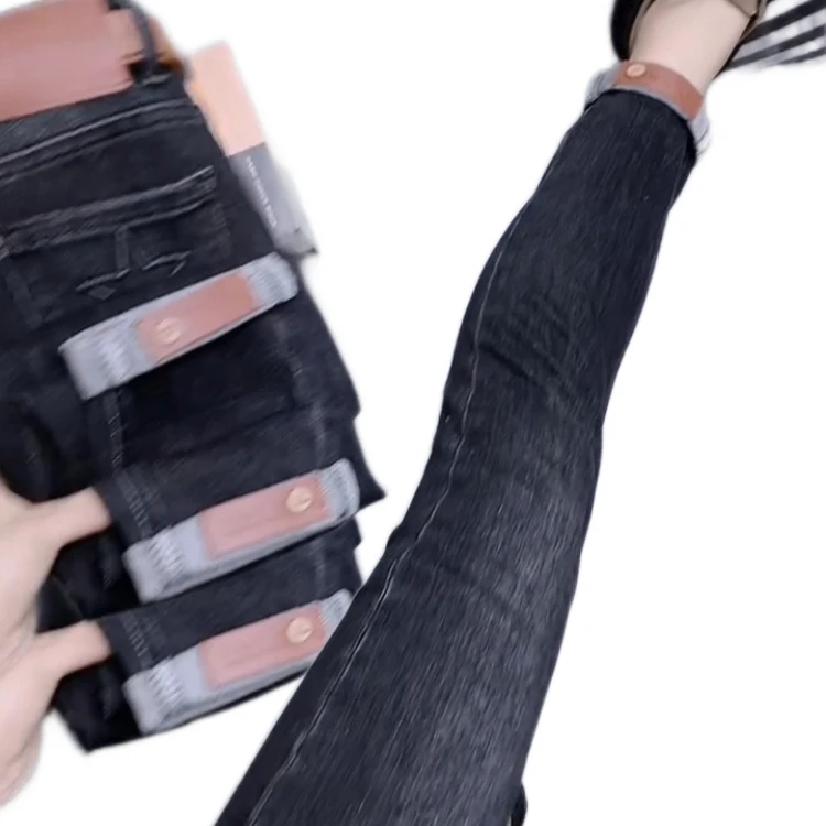 23010款秋季后兜黑灰色牛仔铅笔裤