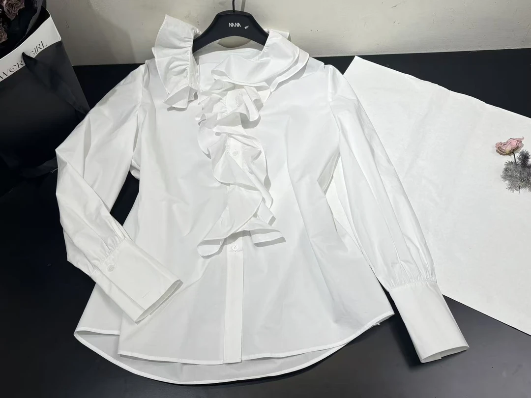 【NANA】小众设计感法式荷叶边衬衫5932