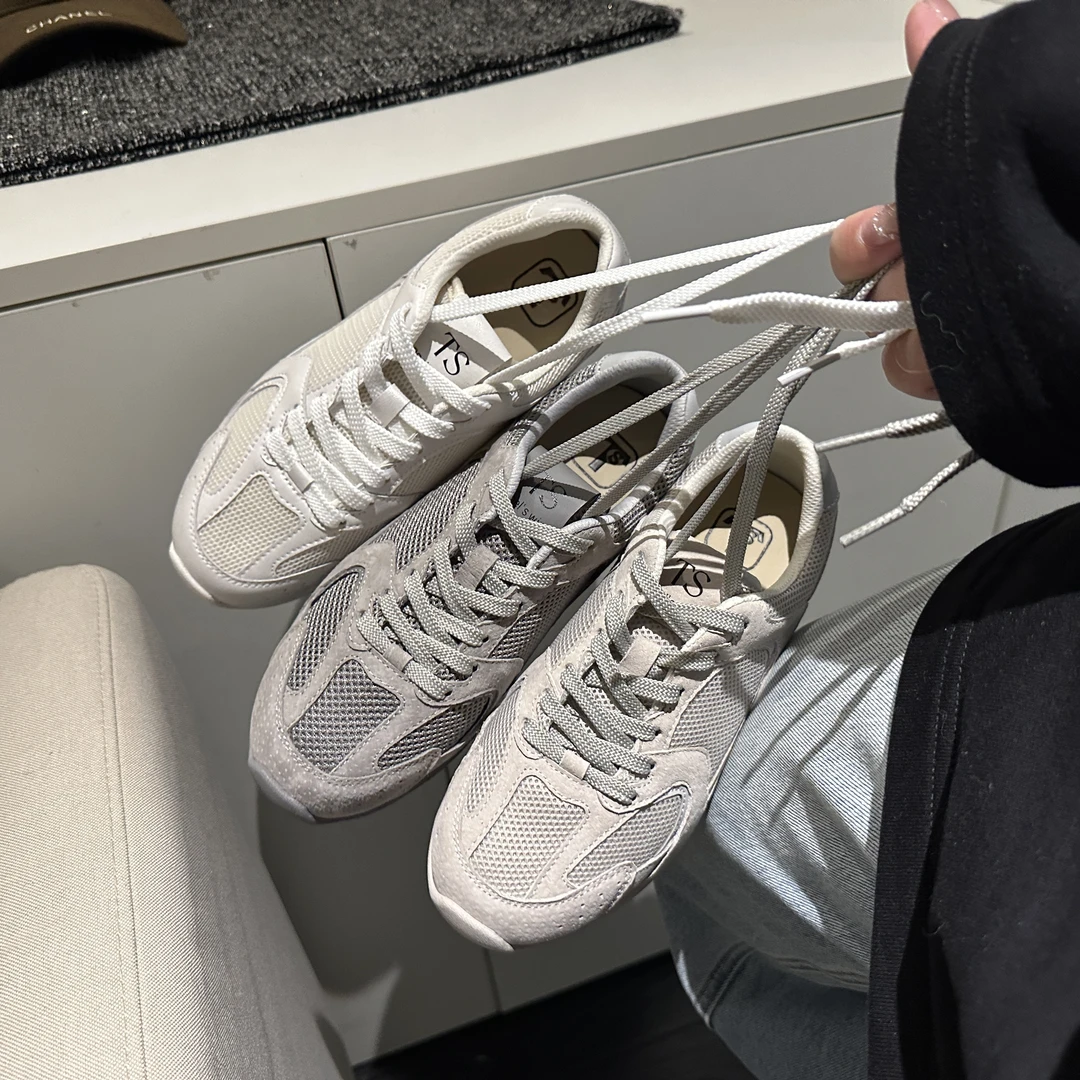 TS休闲鞋女2025春季新款时尚百搭复古简约圆头系带德训鞋