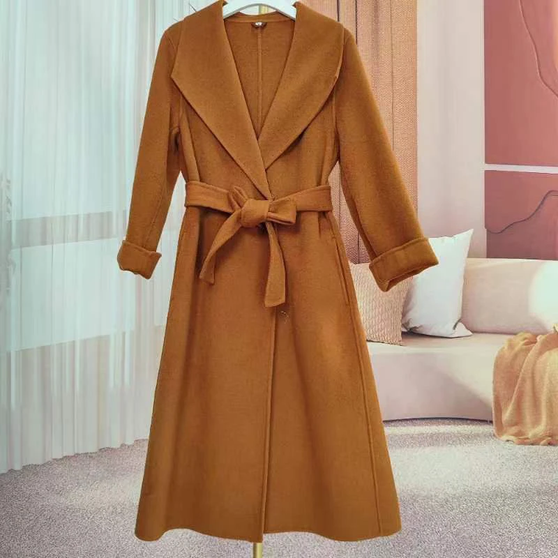 【A357】秋冬新羊毛风衣女中长款双面毛呢外套大衣