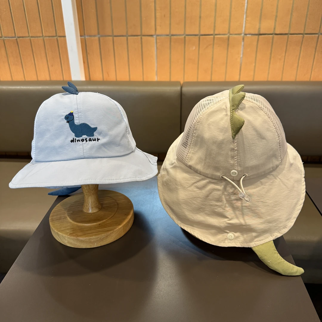 宝宝帽子夏季可爱遮阳薄款网眼渔夫帽出游防晒男童护颈披肩太阳帽