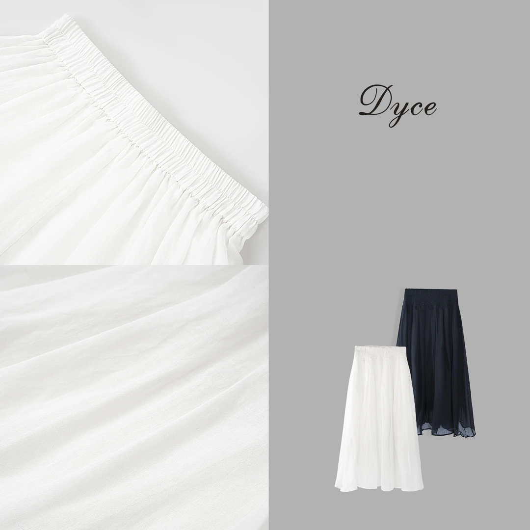 DYCE倩影【晨雾】新款女装白色半身裙纱裙遮肚子气质藏肉A字显瘦