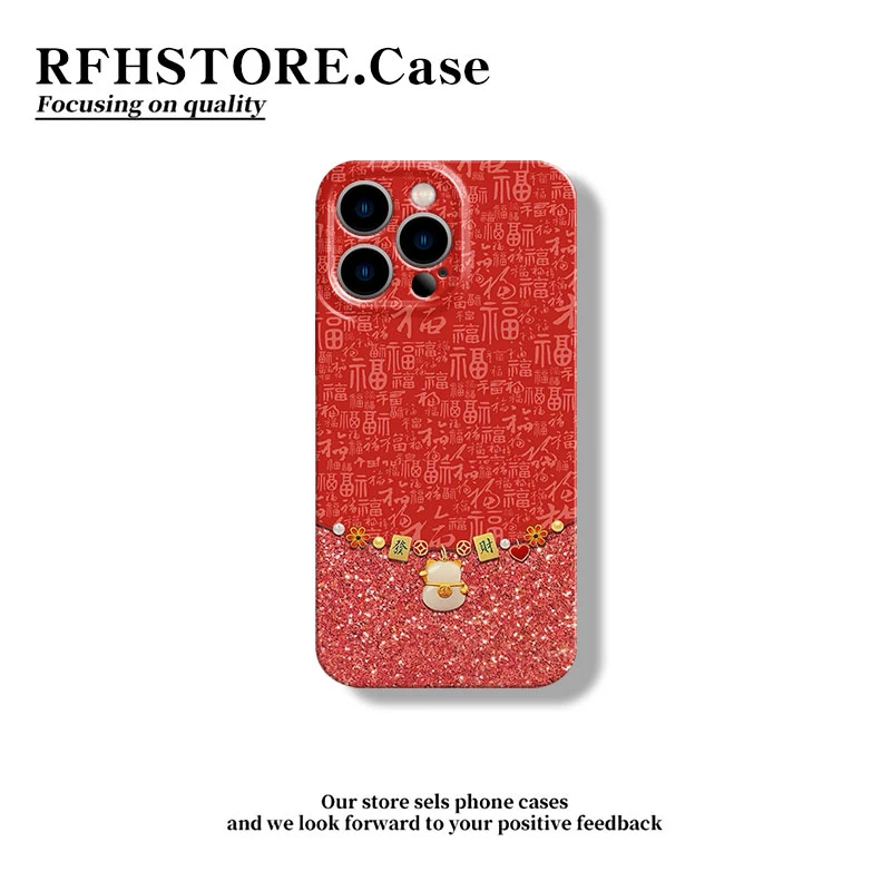 创意百福發财猫适用iPhone17菲林手机壳苹果16华为vivo小米oppo套