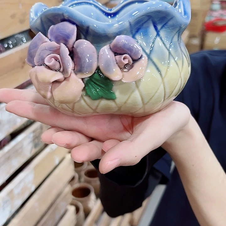 有孔.凑单10元陶瓷花盆发货！