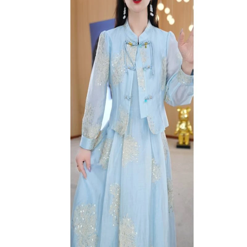 【两件套】春夏新中式国风纯色优雅通勤女装两件套套装裙M-4XL