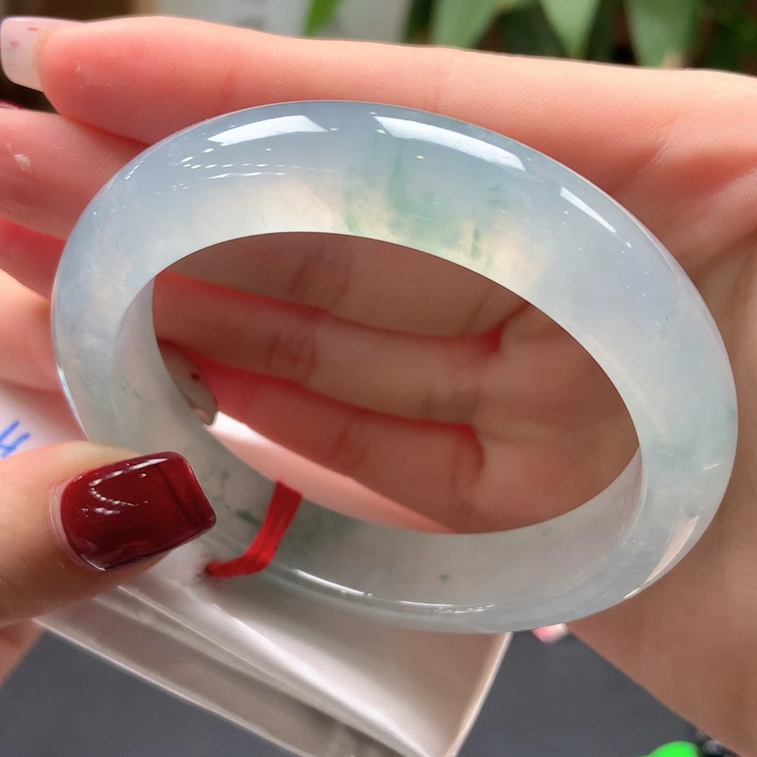 翡翠未镶嵌手镯炸光冰飘花36号