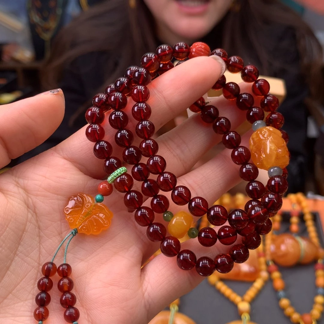 血珀手串未镶嵌天然