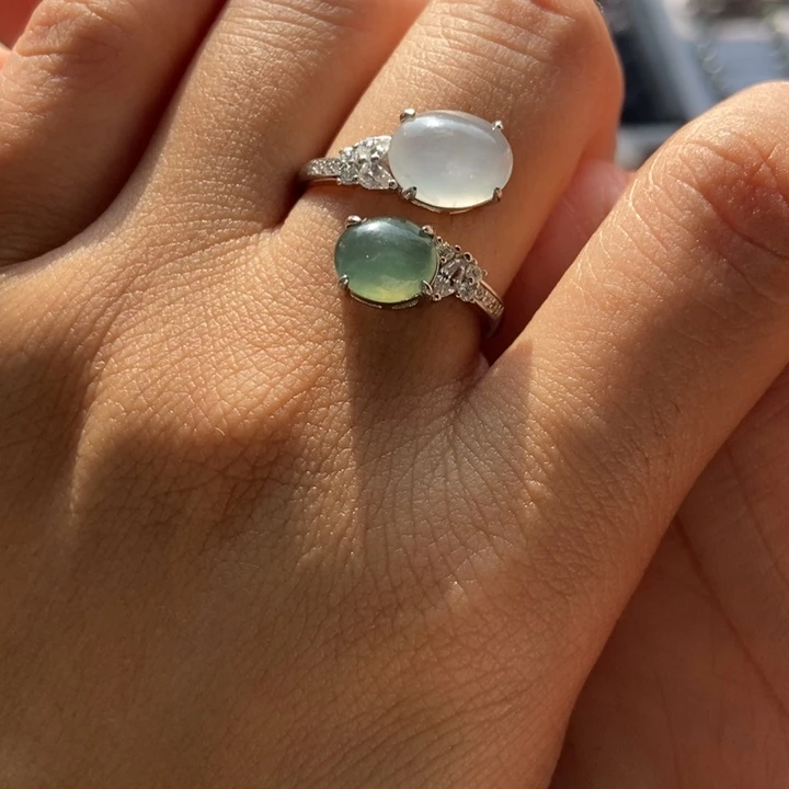 翡翠戒指银S925镶嵌戒指