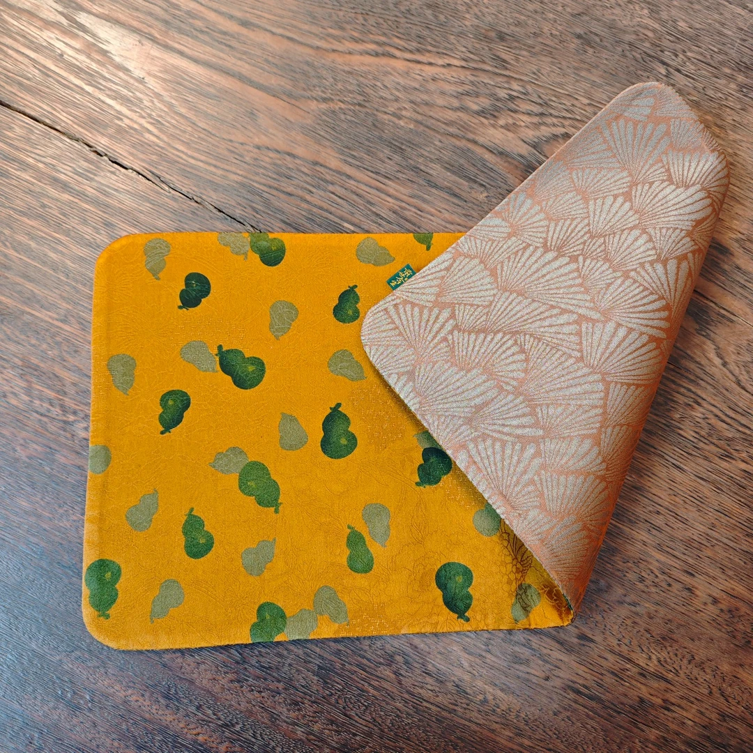 【静姐小院】<福气满满>黄色真丝红云纱茶席50*24（慢蓝S0984）