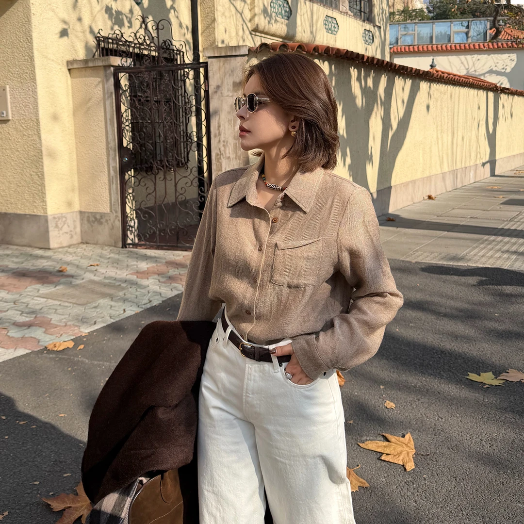 LAZYVISION羊毛‘羊绒’简约休闲女士衬衫ZMD-35095