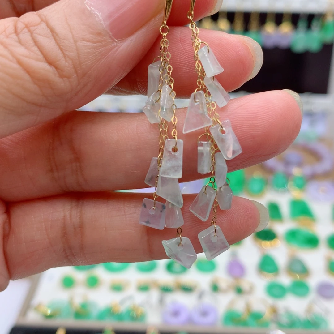 翡翠18K金镶嵌耳饰