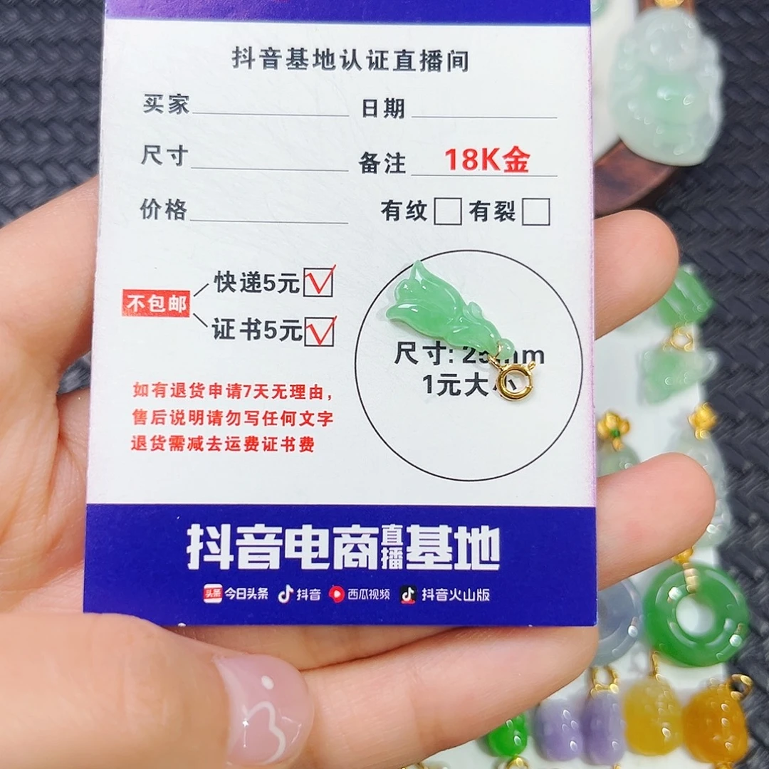 翡翠18K金镶嵌颈饰