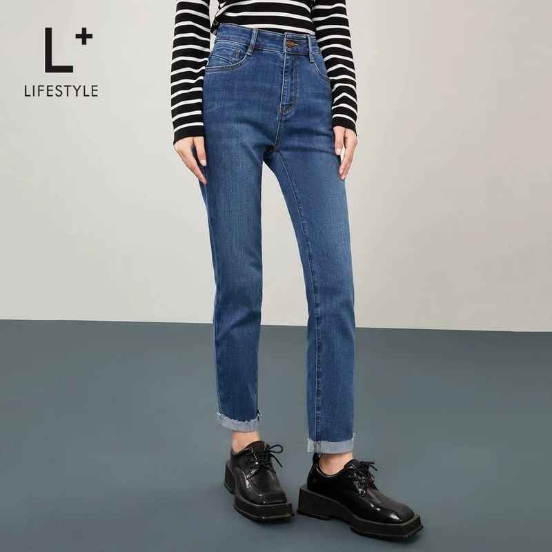 【谷邦L+lifestyle】窄款直筒牛仔裤 L3195305