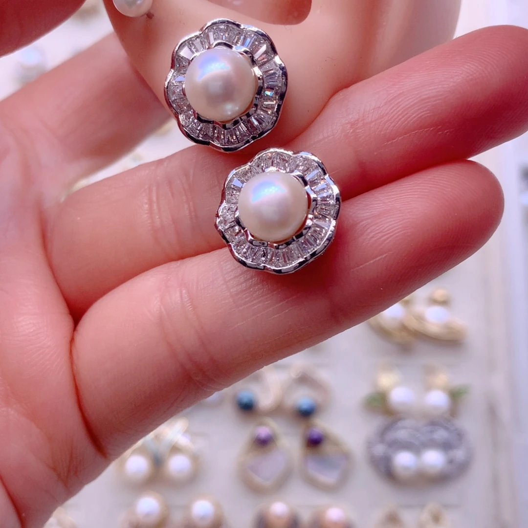 淡水珍珠合金耳饰