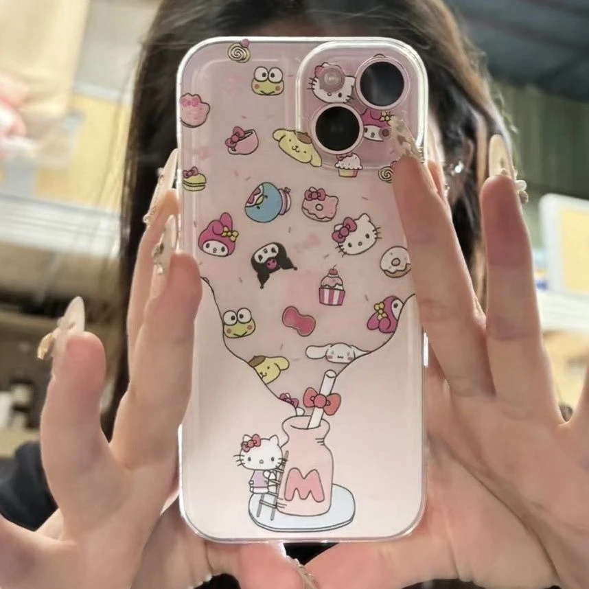 漂流瓶凯蒂猫适用苹果16手机壳iPhone15Plus卡通14防摔13透明12软